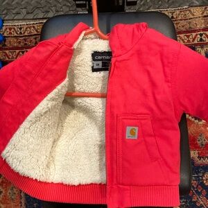 Carhartt Red Kids Sherpa-Lined Hooded Jacket